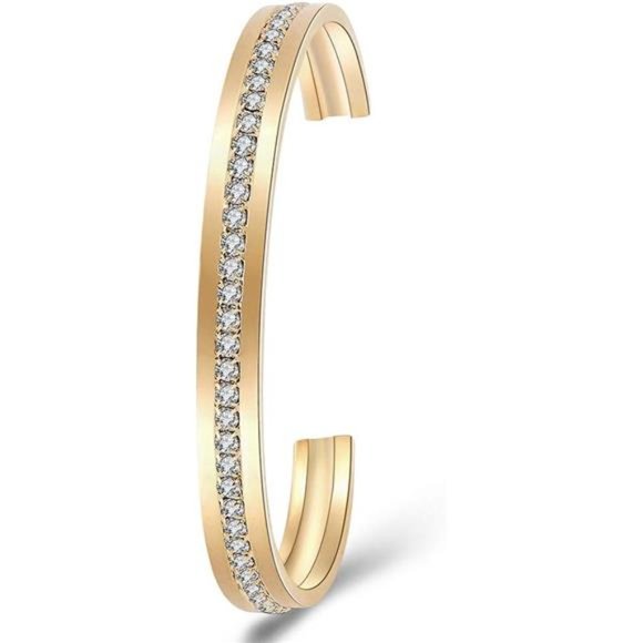 Women\'s Diamond Wristwatch Bangle Bracelet Jewelry Set Analog Quartz Wrist Watch